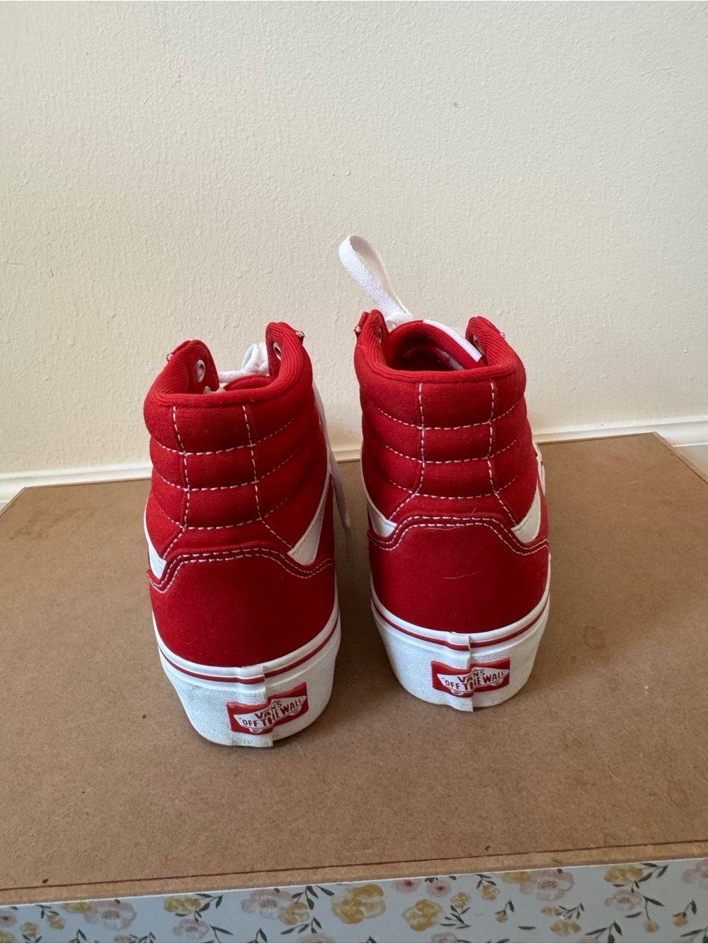 Vans Red Canvas High Top Sneakers with White Accents Women’s 7 - Picture 4 of 6